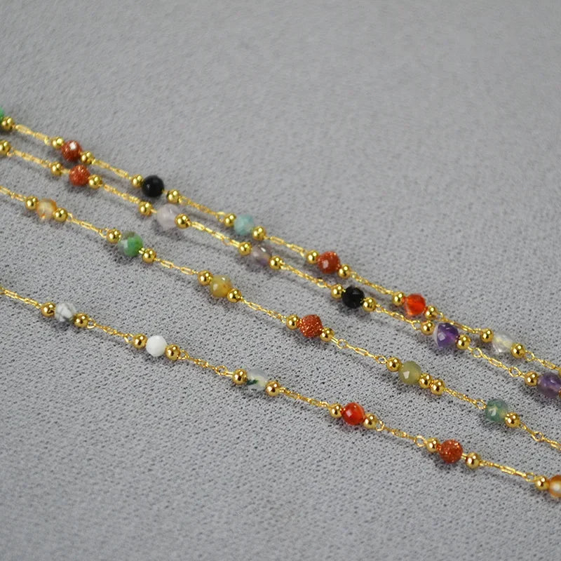 Stainless Steel Colorful Beads Bracelet For Women Gold Color Exquisite Vacation Style Wrist Chains Party Jewelry Gifts Wholesale
