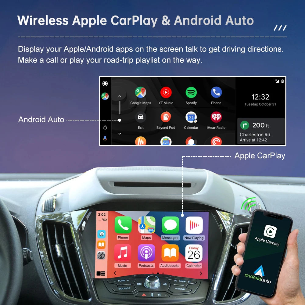 Wireless Carplay Android Auto For Ford Sync2 Explorer Focus Escape Fiesta C-max Edge Mustang Fusion Expeditio Flex Decoder box