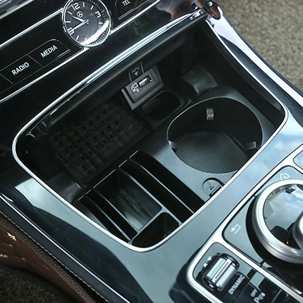 for Mercedes Benz C E GLC Class W205 X253 W213 2015-2021 Car Central Control Water Cup Holder Storage Box Phone Holder