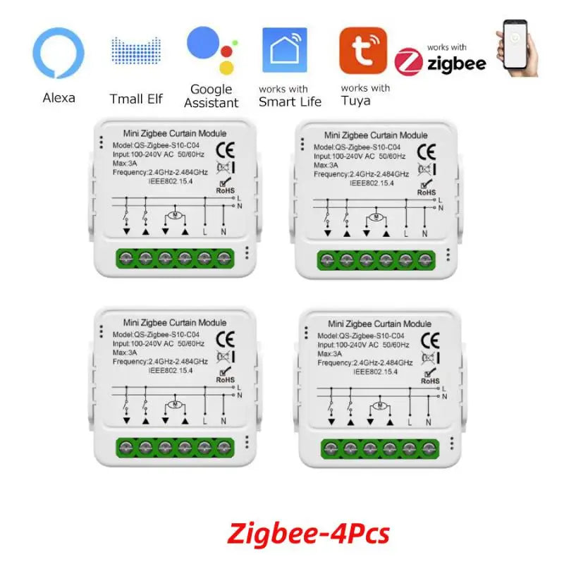 Tuya Mini WiFi Zigbee Curtain Switch For Roller Shutter Electric Motor Smartlife Control Remotely Works With Alexa Google Home