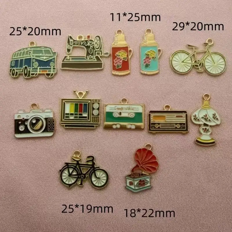 10pcs 20 oil dripping retro nostalgic bicycle sewing machine camera pendant DIY alloy jewelry accessories pendant