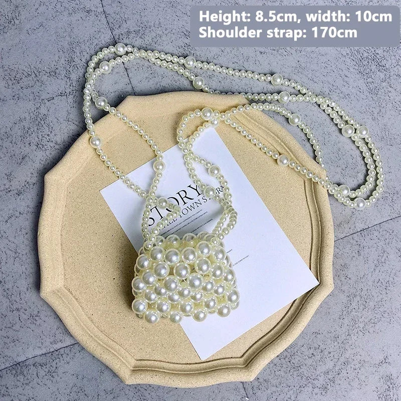 Heart Mini Bags for Women Delicate Pearl Cute Shoulder Crossbody Bag Stylish Versatile Sweet Girls Solid Color Leisure Holiday