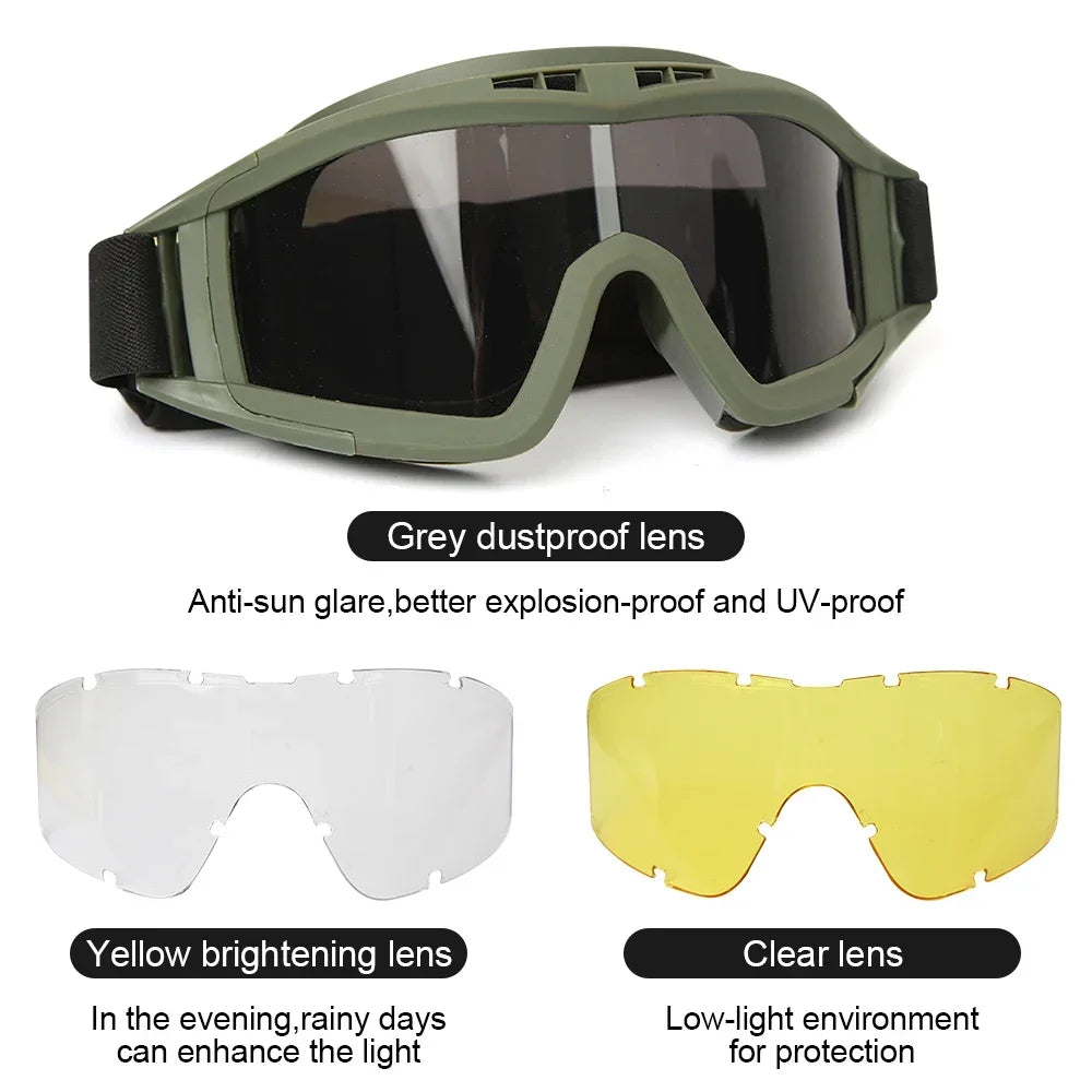 Tactical Goggles Military Shooting Sunglasses Windproof Sand Control Wargame Glasses Army Shooting Airsoft Paintball Glasses