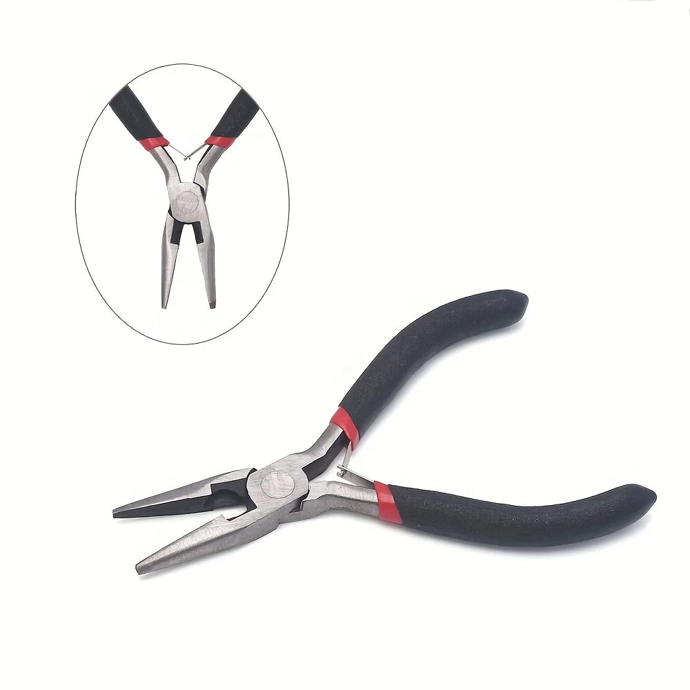 Multi-Purpose DIY Craft Pliers - Flat, Round, and Diagonal Nose Pliers with Metal Toothed Handles for Jewelry Making, Beading