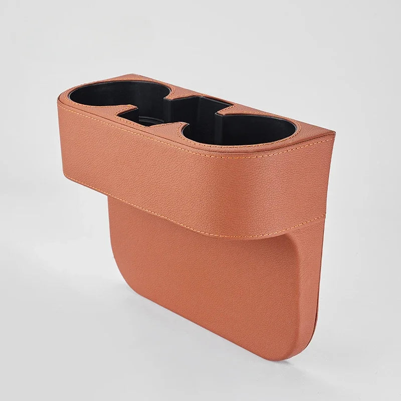 Car Leather Cup Holder Tray Side Pocket Vehicle for Benz BMW Genesis Sorento Santa Fe Palisade Grandeur Gap Car Cup Holder