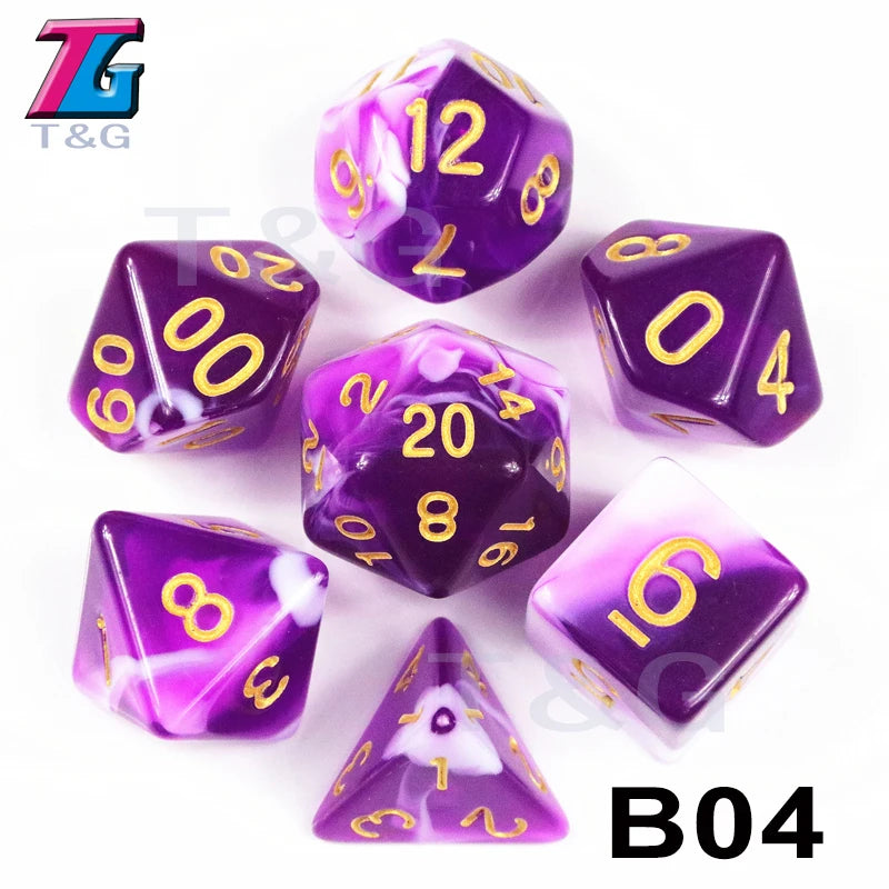 Polyhedral Dice TRPG DNDGame Games 7Pcs/Set D4 D6 D8 D10 D12 D20 Multi Sides for Board Game
