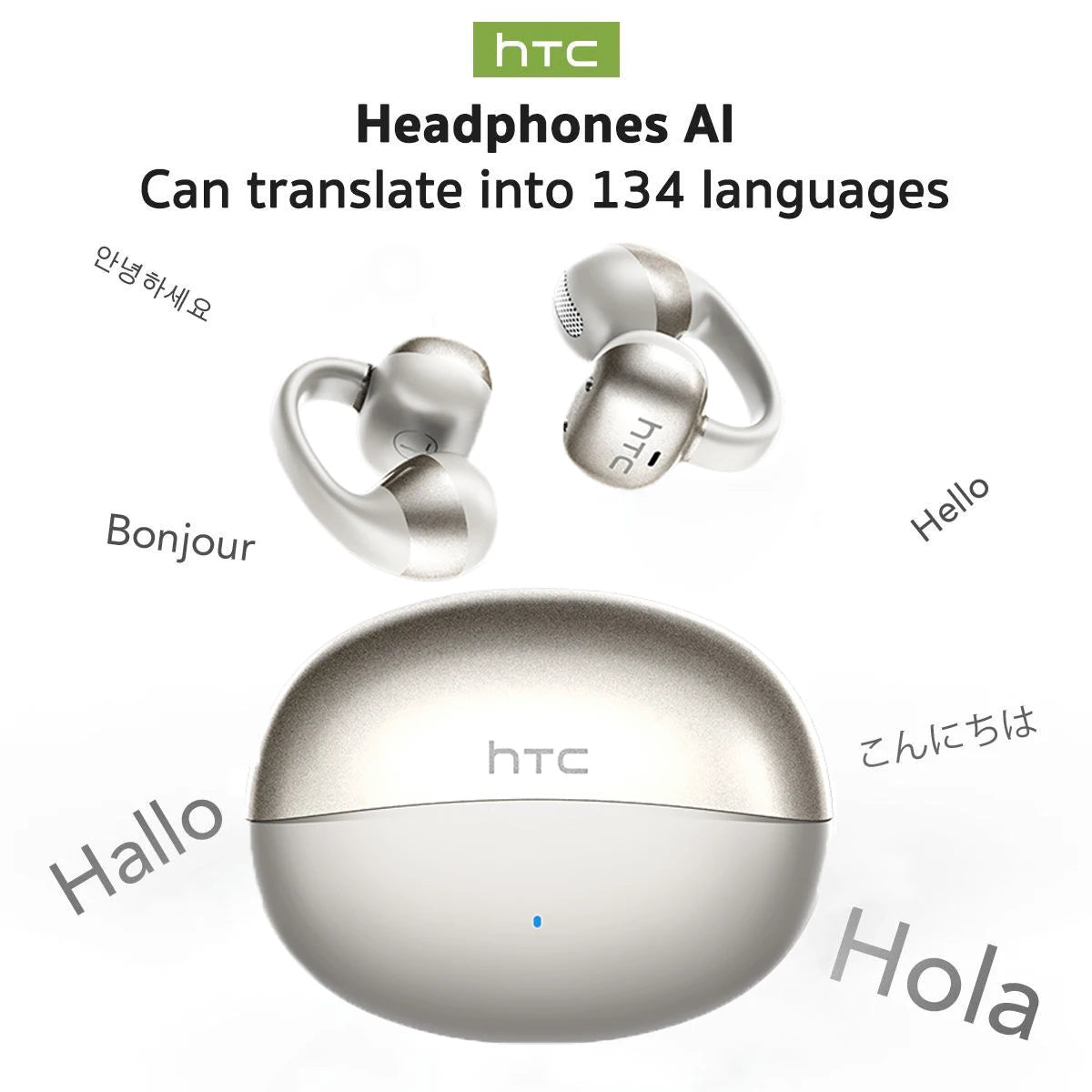 Auriculares Traductor DeIdioma 2026 AI Real-Time Translator Comfortable Sport Earbuds HTC NE56 Surround Sound for Work Travel