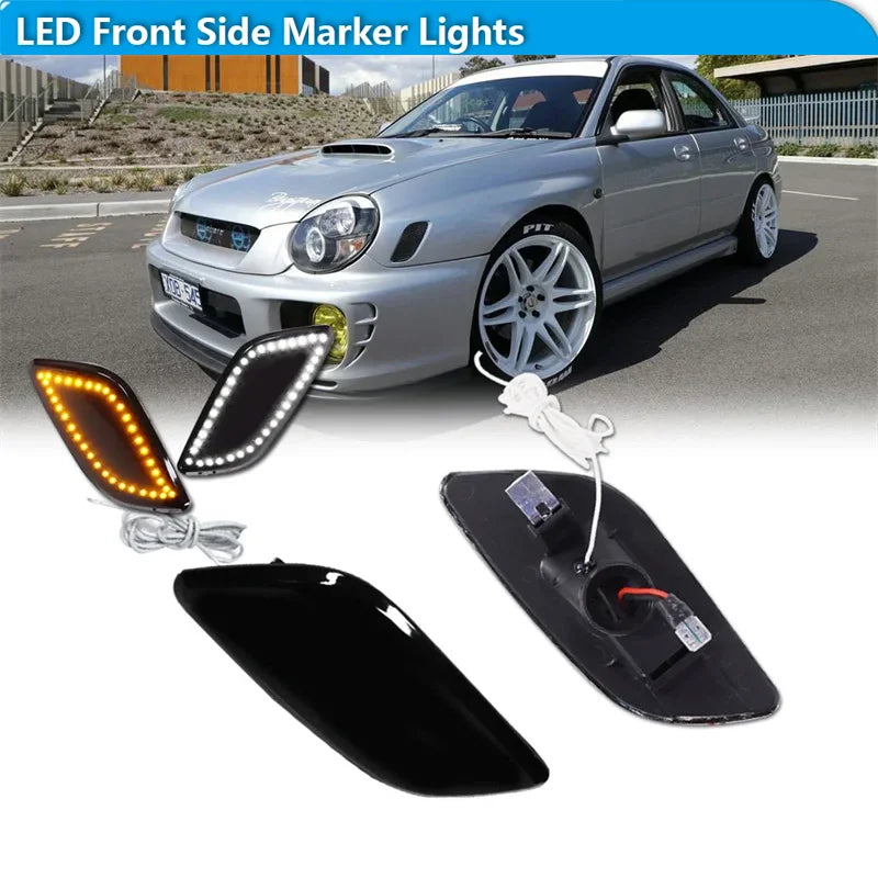 For Subaru Impreza RS TS WRX 2002 2003 Switchback Amber LED Front Bumper Side Marker Turn Signal Lights White DRL/Driving Lights