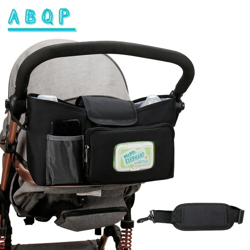Baby Stroller Hanging Bag Large Capacity Portable Baby Travel Supplies Storage Bag Multifunctional Fashionable Baby Stroller Bag
