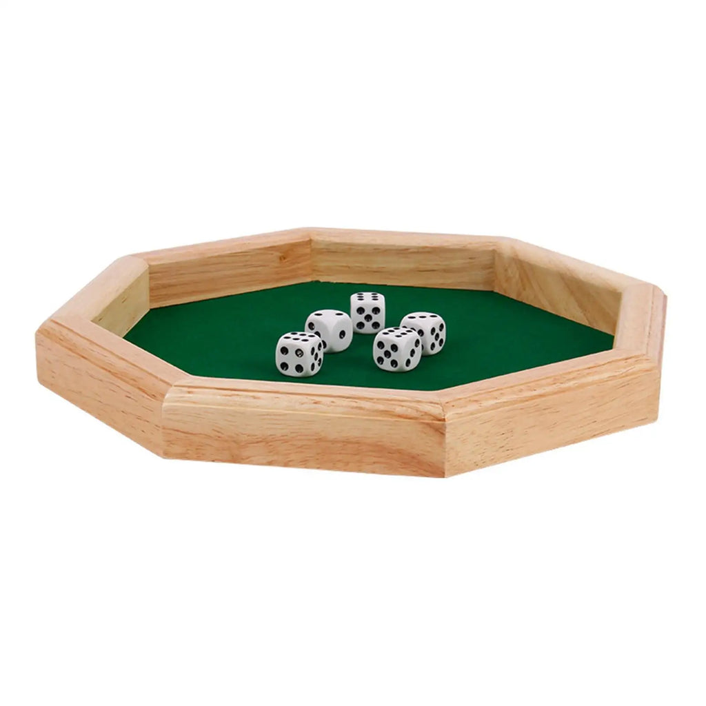 10.2 inch Wooden Dice Octagonal Dice Tray Board Game for Game Night Game Dice Party and Celebrations Party Supplies