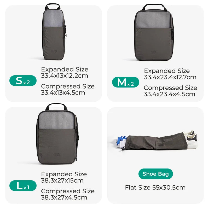 BAGSMART 6PC Compression Packing Cubes Large Capacity Travel Storage Bag Portable Luggage Organizers for Clothes