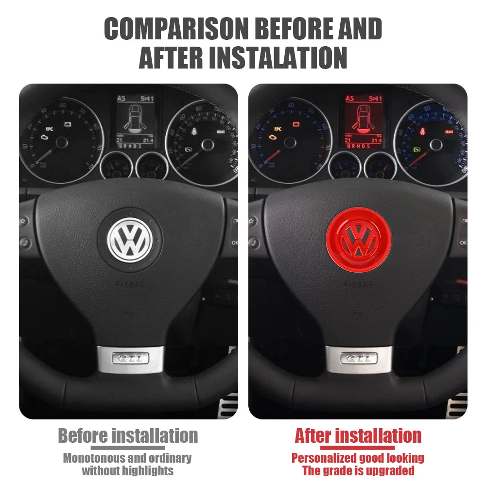 ABS Car Steering Wheel Emblem Badge Sticker for Volkswagen Polo Sharan Golf Scirocco Touran Touareg Tcross Tiguan B6 Accessories