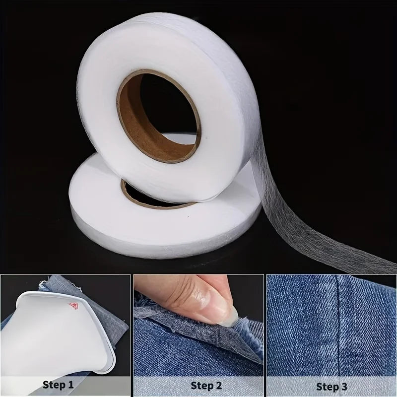 64M Fusible Tape Roll, 150°C White Heat Activated Adhesive for Fabric, Clothes, Jeans, T-Shirts, Curtains