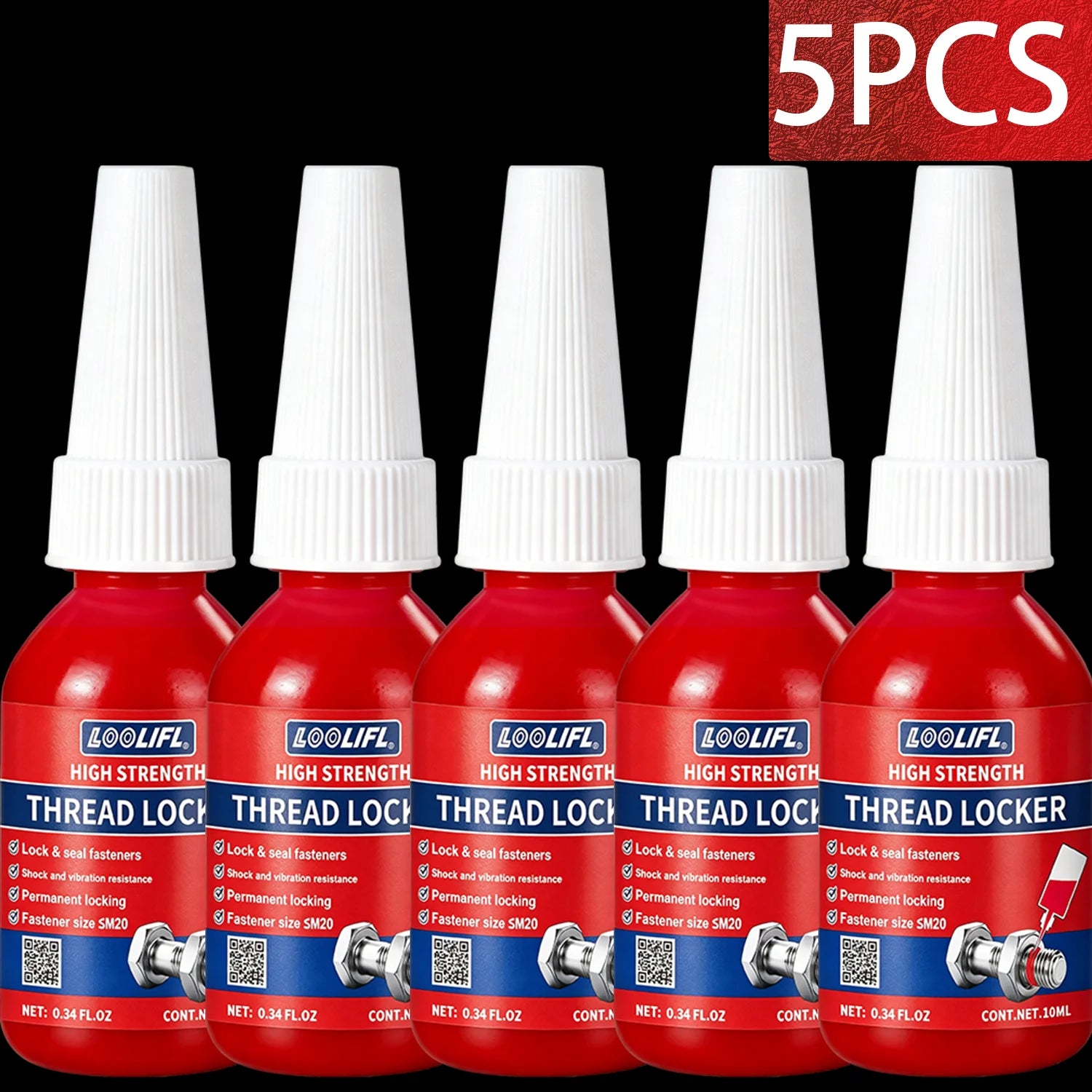 LOOLIFL 271 Red Thread Locker High Strength Removable Screw Lock Glue, Anti-Vibration Anti-Rust Sealant Metal Fasteners Bolts
