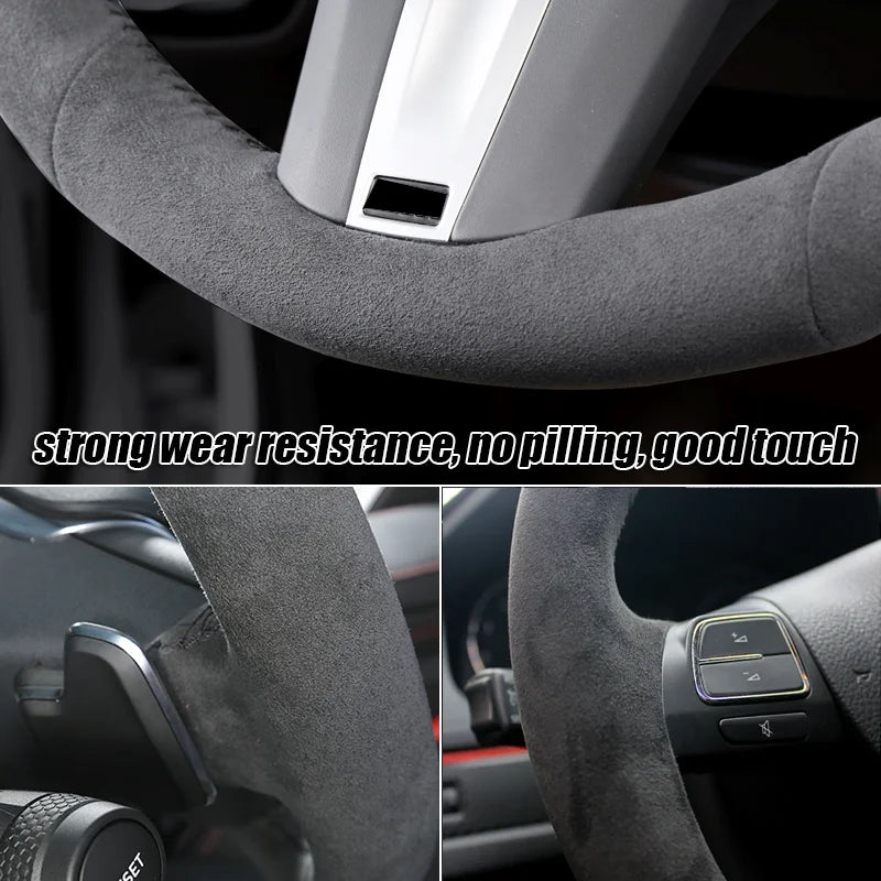 Suede Braid Black Forged Carbon Leather Car Steering Wheel Cover For Seat Leon Cupra Leon ST 2013-2019 Ateca Cupra Ateca FR 2016
