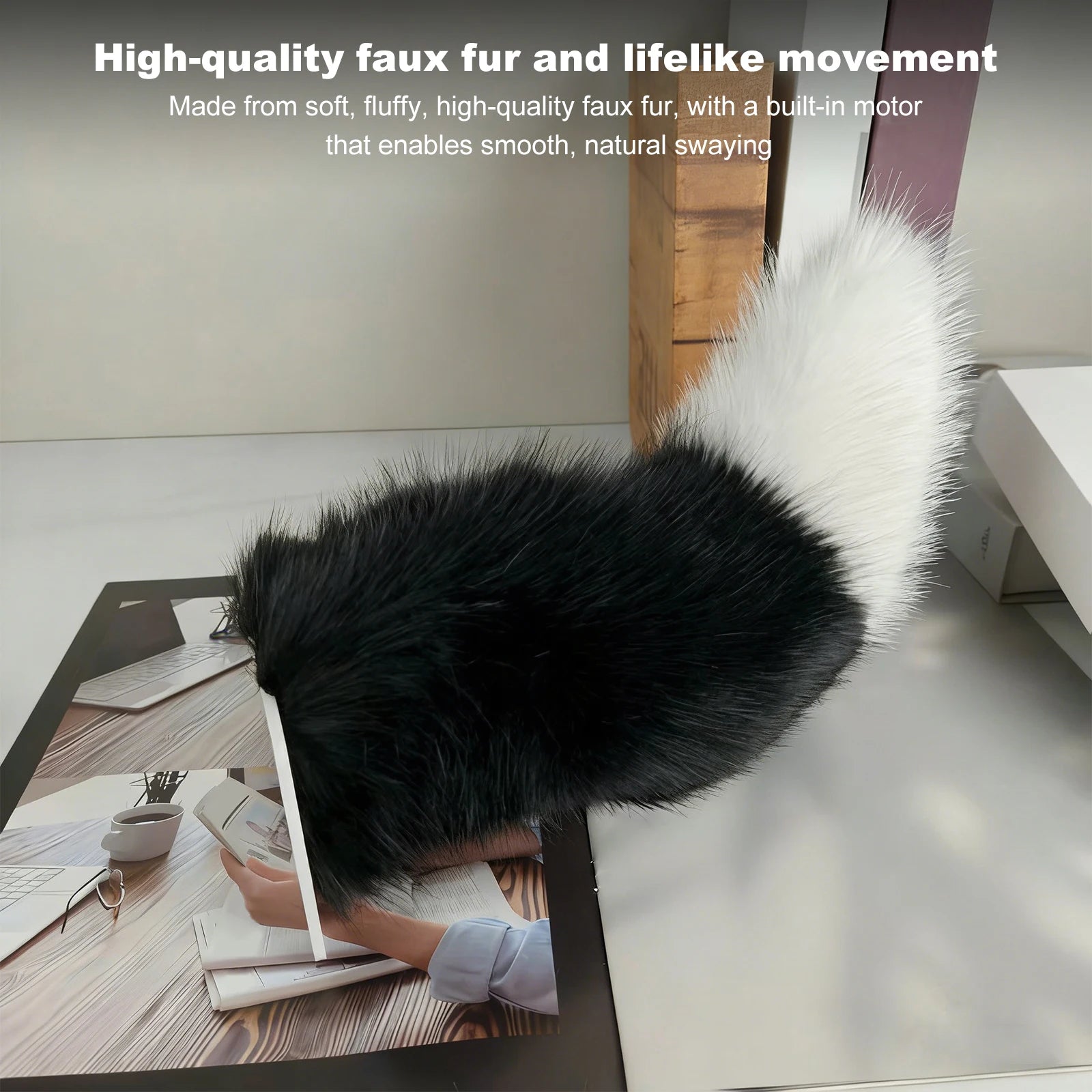 Remote Control Electric Wagging Fox Tail for Scooter Plush Faux Fur Car Rear Decoration Moving Animal Tail Accessory