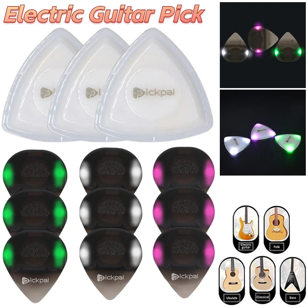 1-3pcs Touch Luminous Guitar Pick Plastic Bass Plectrum Plastic Glowing Guitar Picks w/h LED Light Musical Instruments Parts