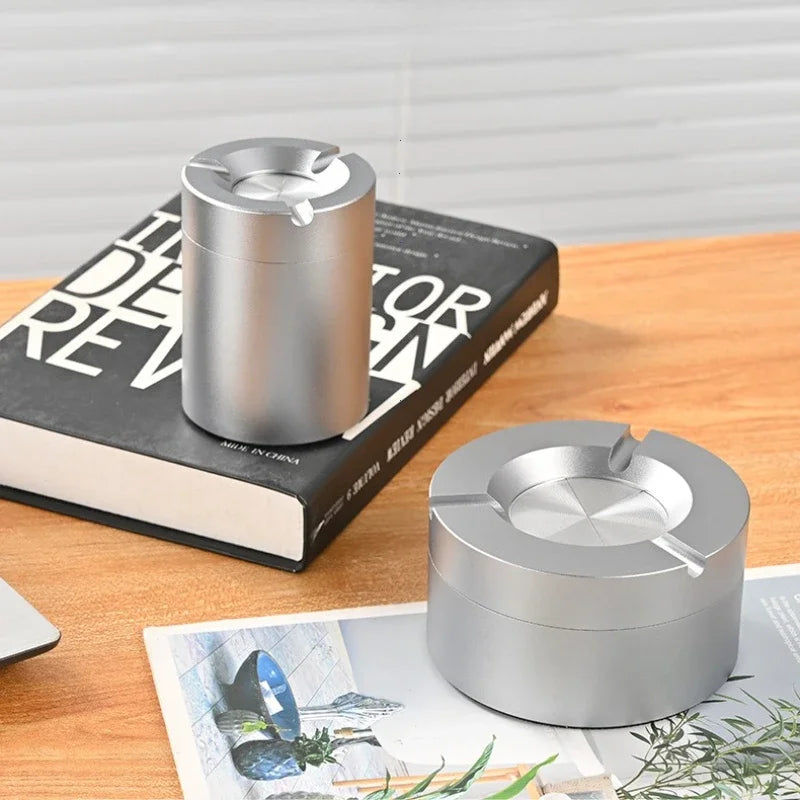 Cool Premium Feel Mechanical Rotating Ashtray with Lid Ash Tray for Smoking Accessories Home Car Gift for Boyfriend