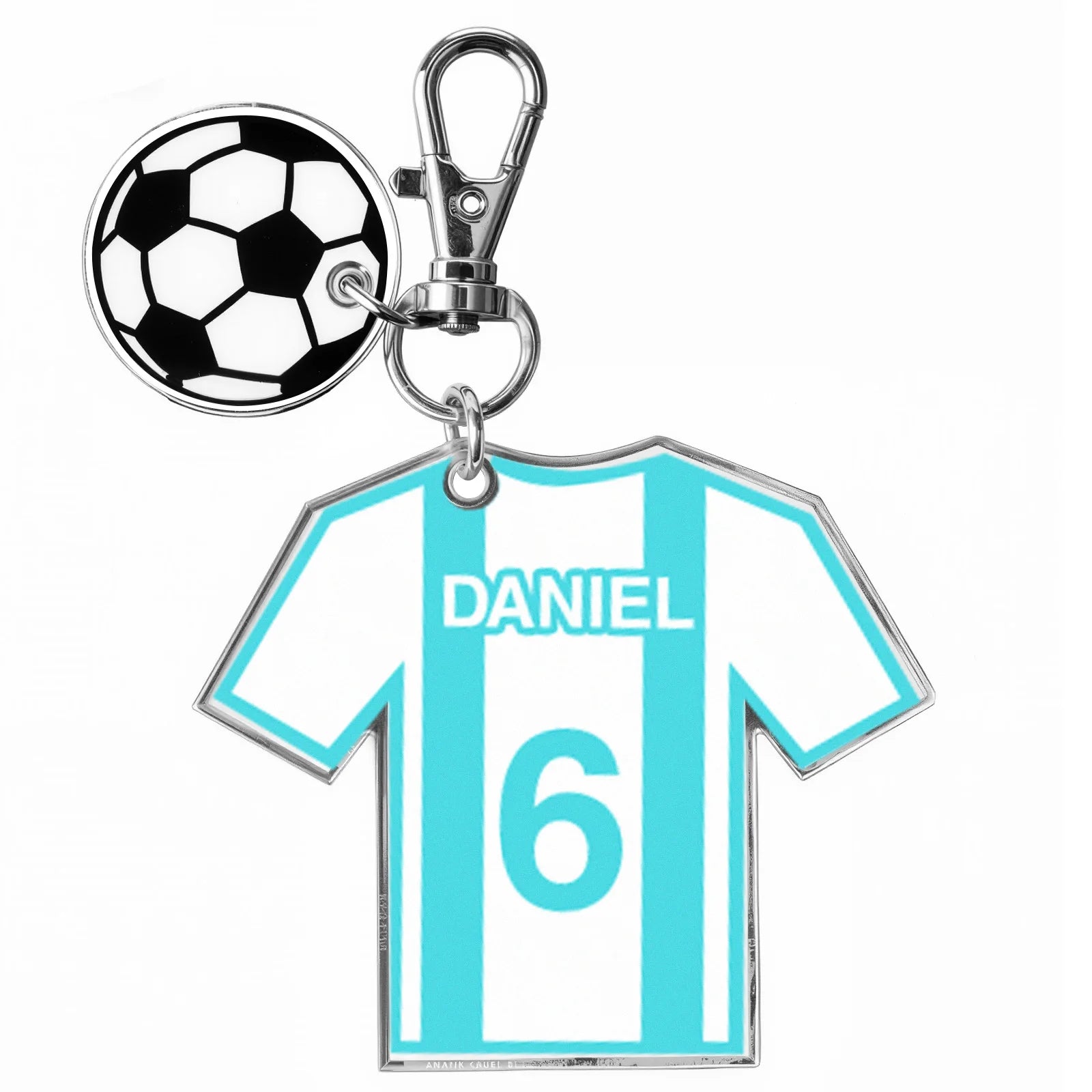 Custom Football Jersey Keychain Personalized Name Number 8 Colors Available Soccer Fan Gift