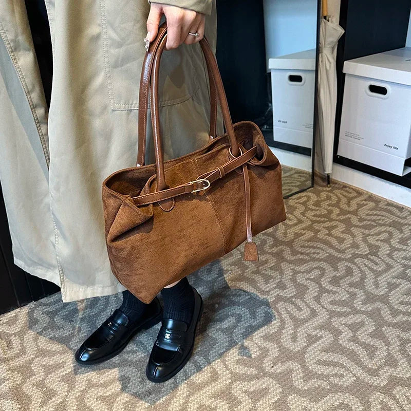 LEFTSIDE Large NUBUCK Underarm Bags Lady Shoulder Bag for Women 2024 Winter New Trend Fashion Trend Y2K Tote Bag Handbags