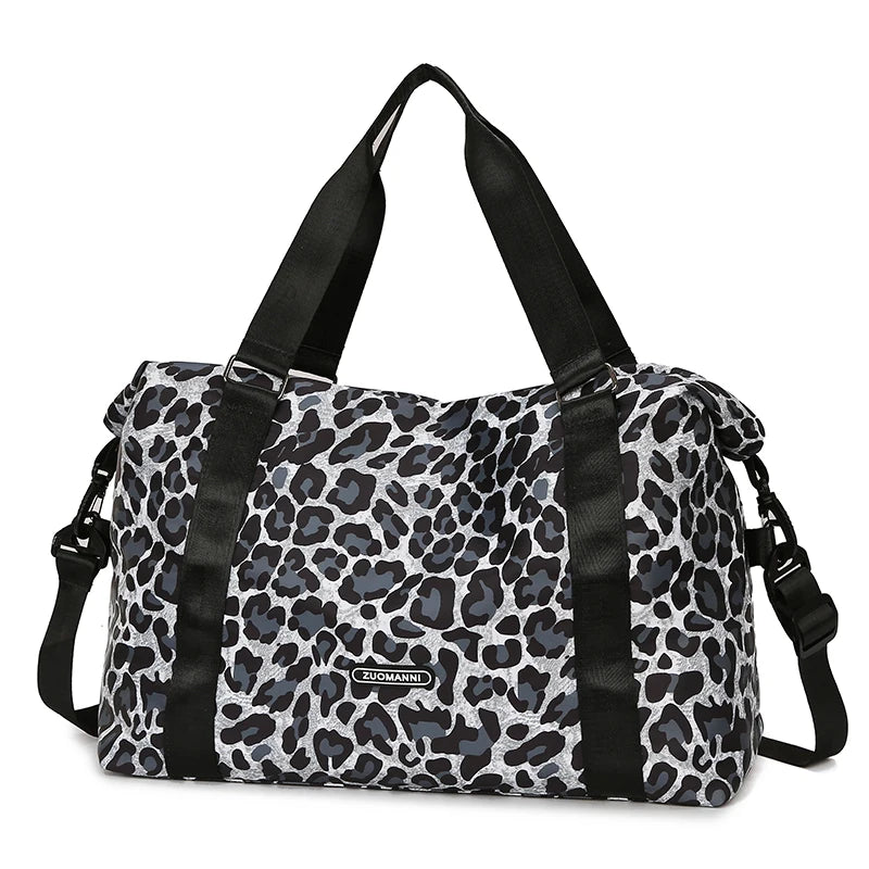 Leopard Printing Travel Duffels Bag Large Capacity Sports Gym Tote Bag Weekend Luggage Storage Bag for Students