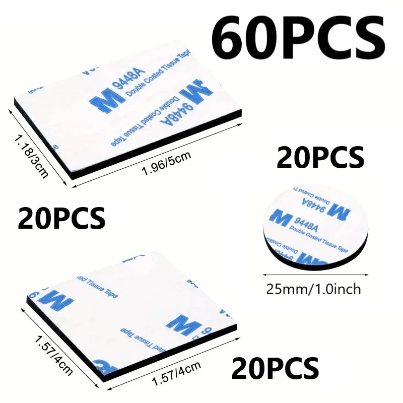 Double Sided Mounting Tape 30/60 Pcs Versatile Double Sided Adhesive Foam Mounting Tape Solution for Walls, Crafts, and More