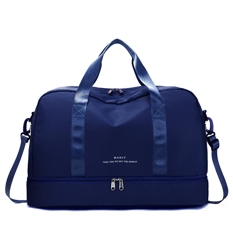 Expandable Travel Duffle Bag for Women, Sports Handbag, Fitness Bag, Large Capacity, One Shoulder Weekend Overnight Bag