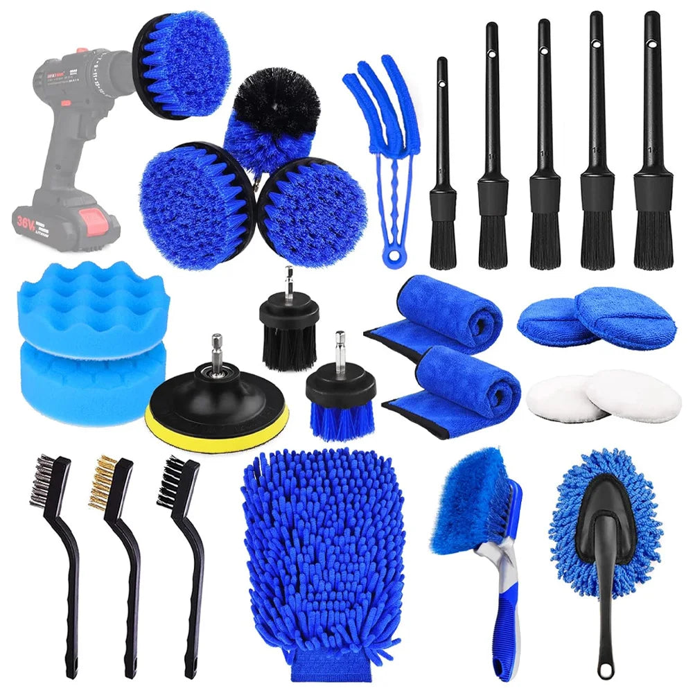Detailing Brush Set Drill Brushes For Car Tire Rim Cleaning Detail Brush Set For Auto Interior Exterior Cleaning Car Dry Wash