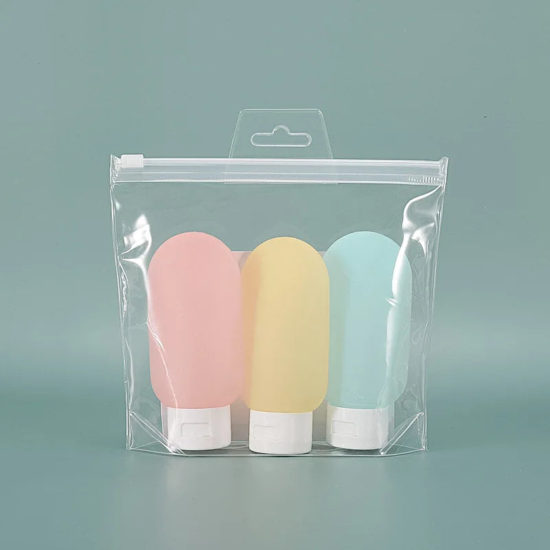 3/4Pcs Refillable Soft Silicone Travel Bottle Set 60ml Lotion Shampoo Squeeze Tube Container Mini Cosmetics Empty Bottle