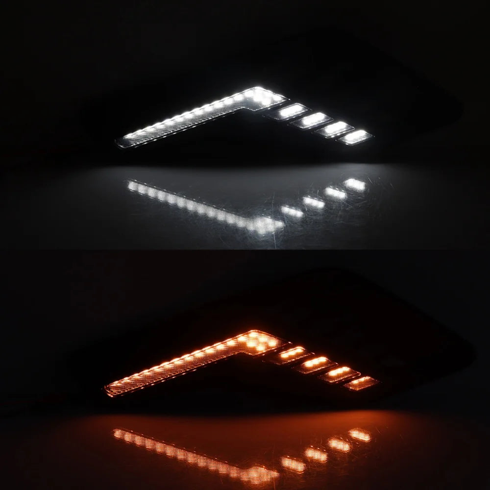 For Ford F-150 Raptor 2022 2023 Switchback LED Amber Dynamic Front Side Marker Turn Signal Lights w/ White DRL Driving Lights