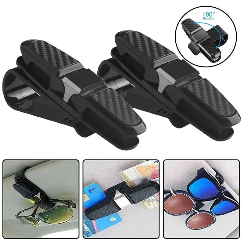 Portable Car Glasses Holder, Multifunctional Car Sun Visor Eyeglass Holder, Vehicle Ticket Holder - Suitable For All Vehicles