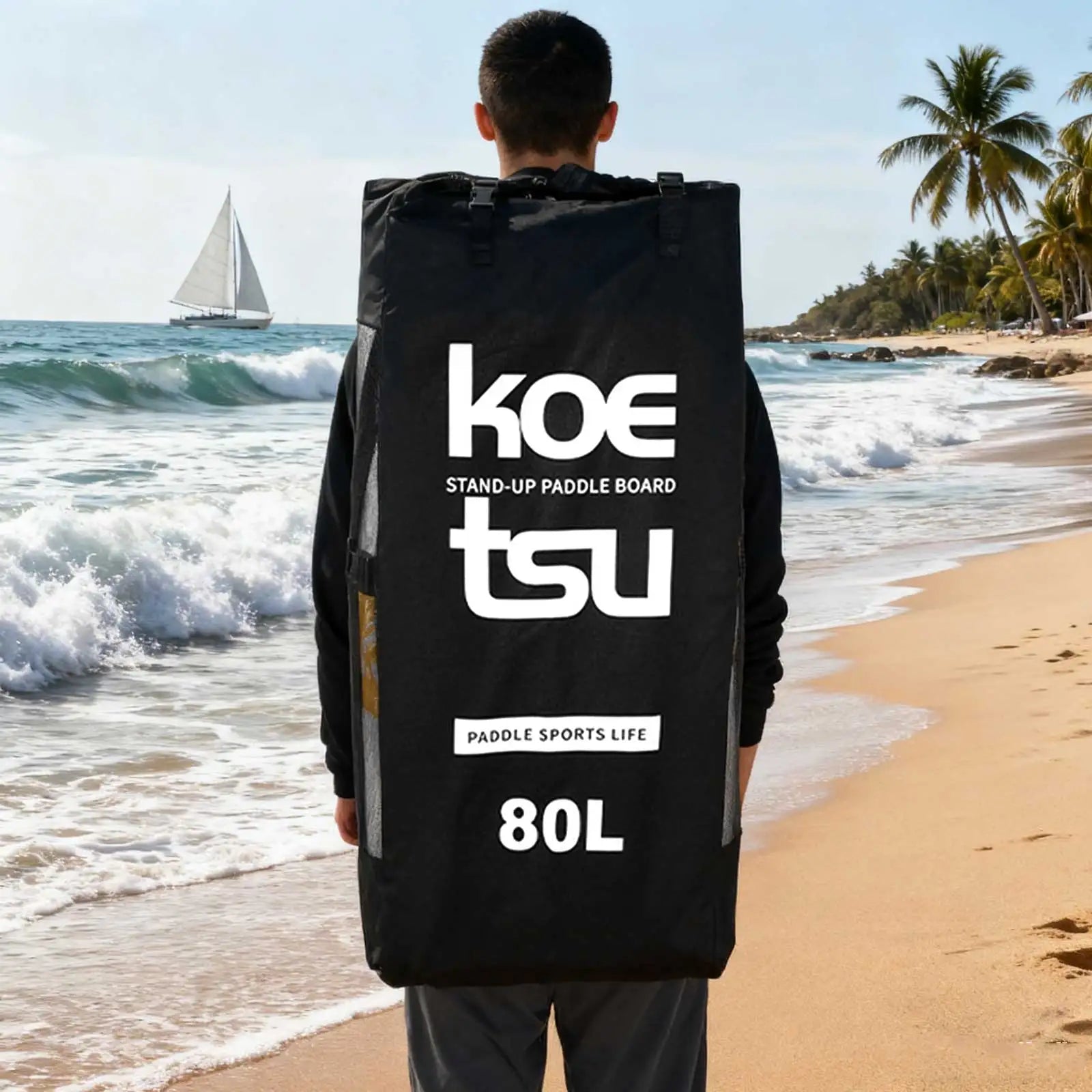 80L Premium Inflatable Paddle Board Bag, SUP Kayak Bag Travel Backpack Large Capacity Storage Bag Made from 600D Oxford Cloth