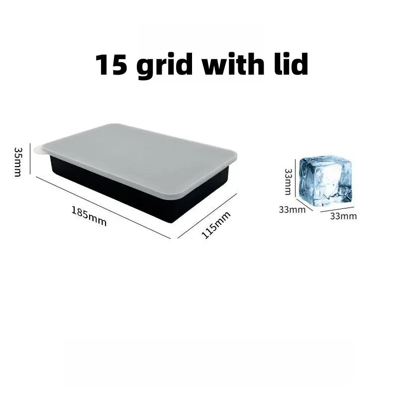 4/6/8/15 Grid Big Ice Tray Mold Giant Jumbo Large Food Grade Silicone Ice Cube Square Tray Mold DIY Ice Maker Ice Cube Tray