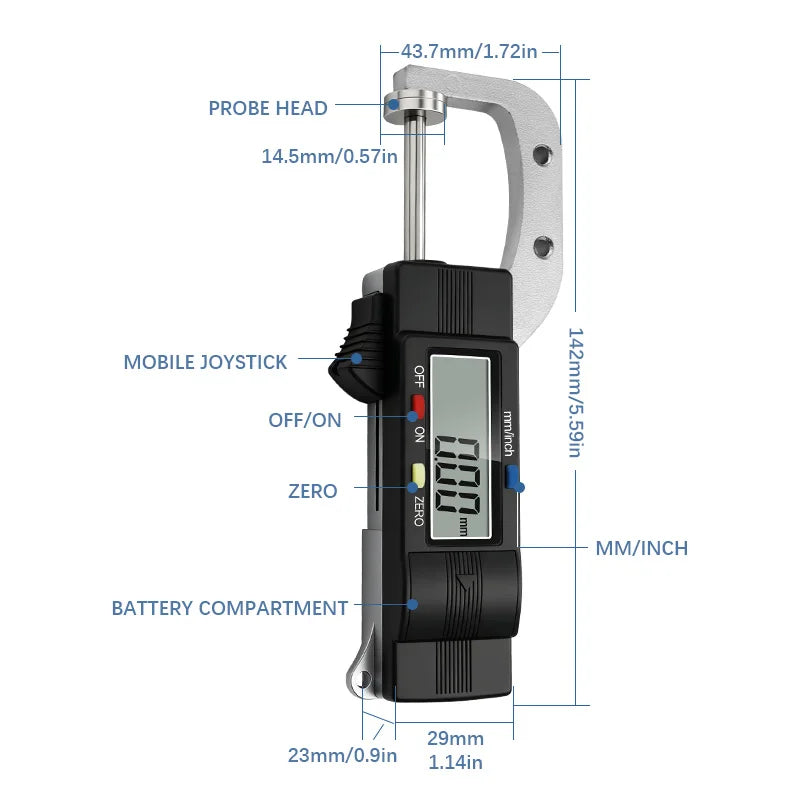 0-25mm Digital Horizontal Thickness Gauge 0.01mm Jewelry Pearl Ruler Round Diameter Metal Measuring Thickness Meter Micrometer