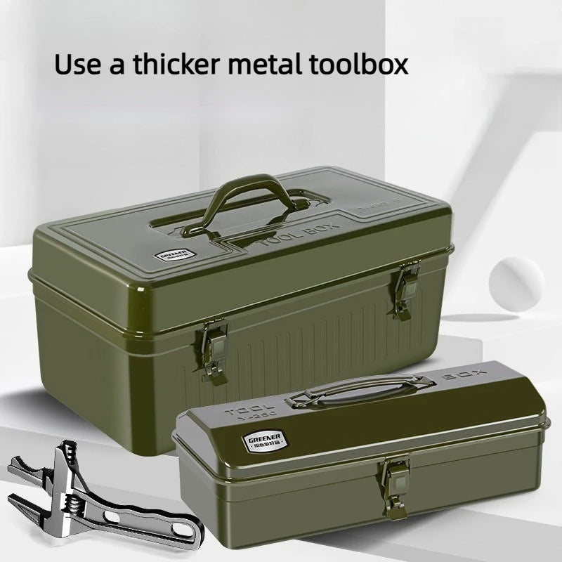 Heavy Duty Multipurpose Tool Box Iron Durable Storage Organizer Case for Workshop Home Outdoor Use Hardware Tool Storage