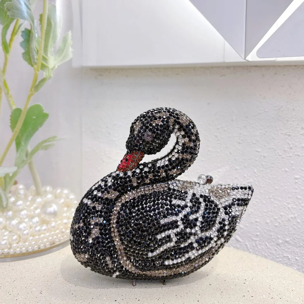 Swan Women Stones Evening Clutch Bags Brides Animal Rhinestone Purses and Handbags Luxury Designer Gems Shoulder Bags