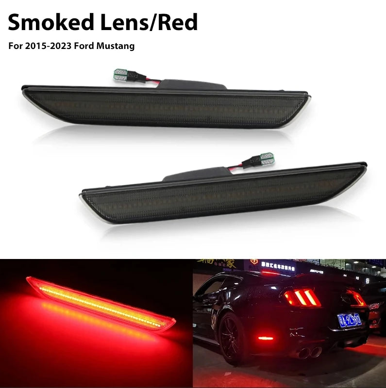 For 2015-2023 Ford Mustang Red/White Rear Side Fender Marker Light Parking Light/Driving Lights,OEM Sidemarker Lamps 12V
