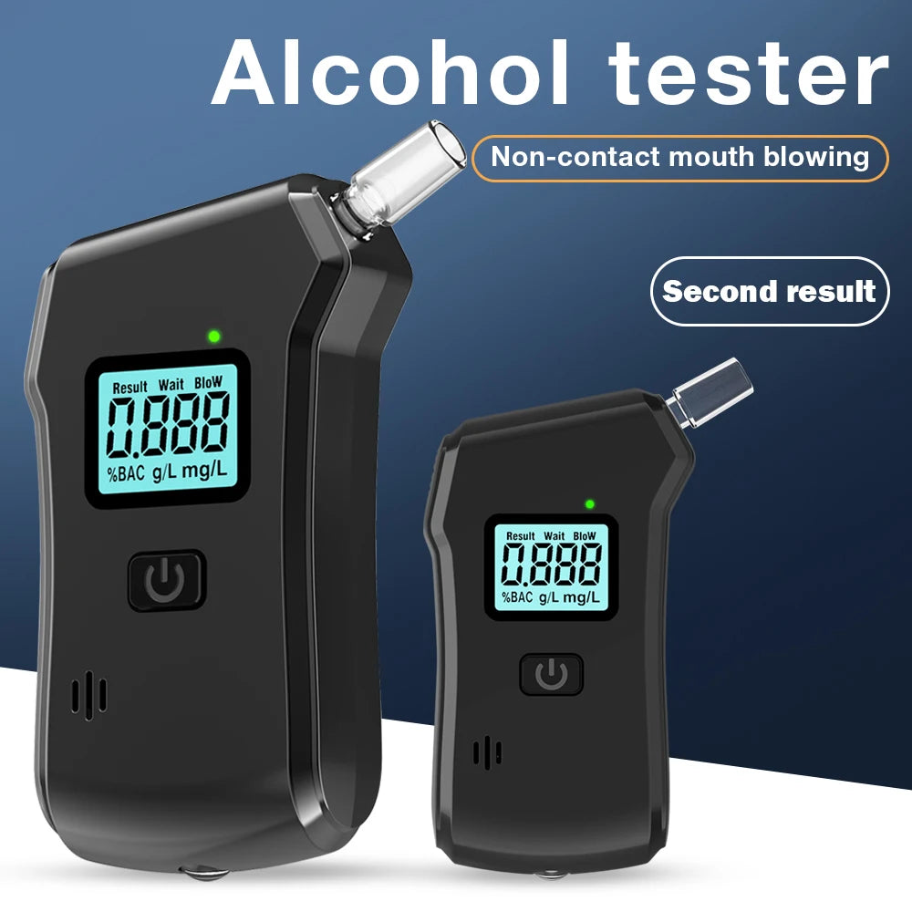 Digital Breath Alcohol Tester LCD Screen Breath Drunk Driving Analyzer Breathalyzer for Drunk Driving Test Use with 5 Mouthpiece