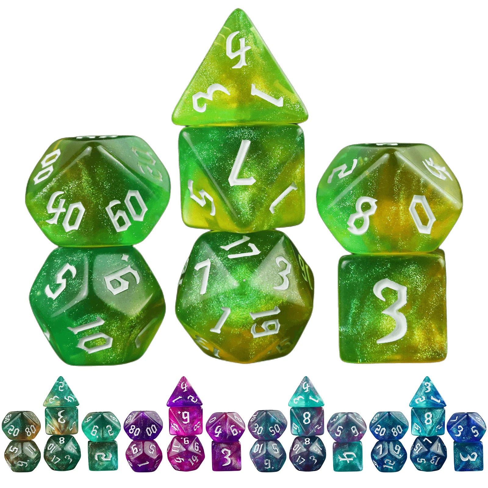 Iridescent Glitter RPG Polyhedral Dice Set for DND Game Dungeon and Dragons Table Board Roll Playing Games