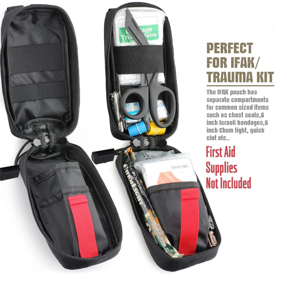 Tactical MOLLE Medical Pouch, Rip-Away EMT First Aid Pouch IFAK Trauma Kit Everyday Carry Survival Bag Include Cross Patch