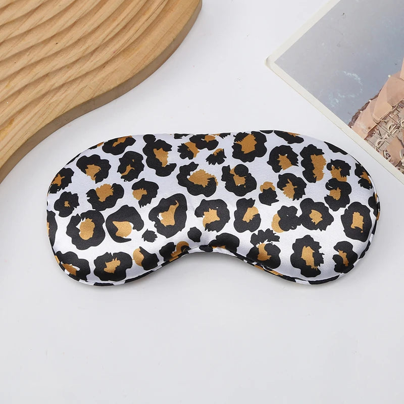 Leopard Print Double-Sided Simulated Silk Eye Mask 3d Light-Shielding Sleep Eye Mask, Ice-Feeling Breathable Eye Mask