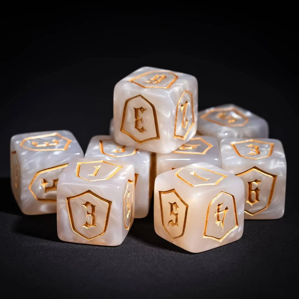 7Pcs Shield D6 Game Dices 6 Sides D6 Cubes New Design 16mm Standard Polyhedral Dice Set for Tabletop Role Playing Board Games