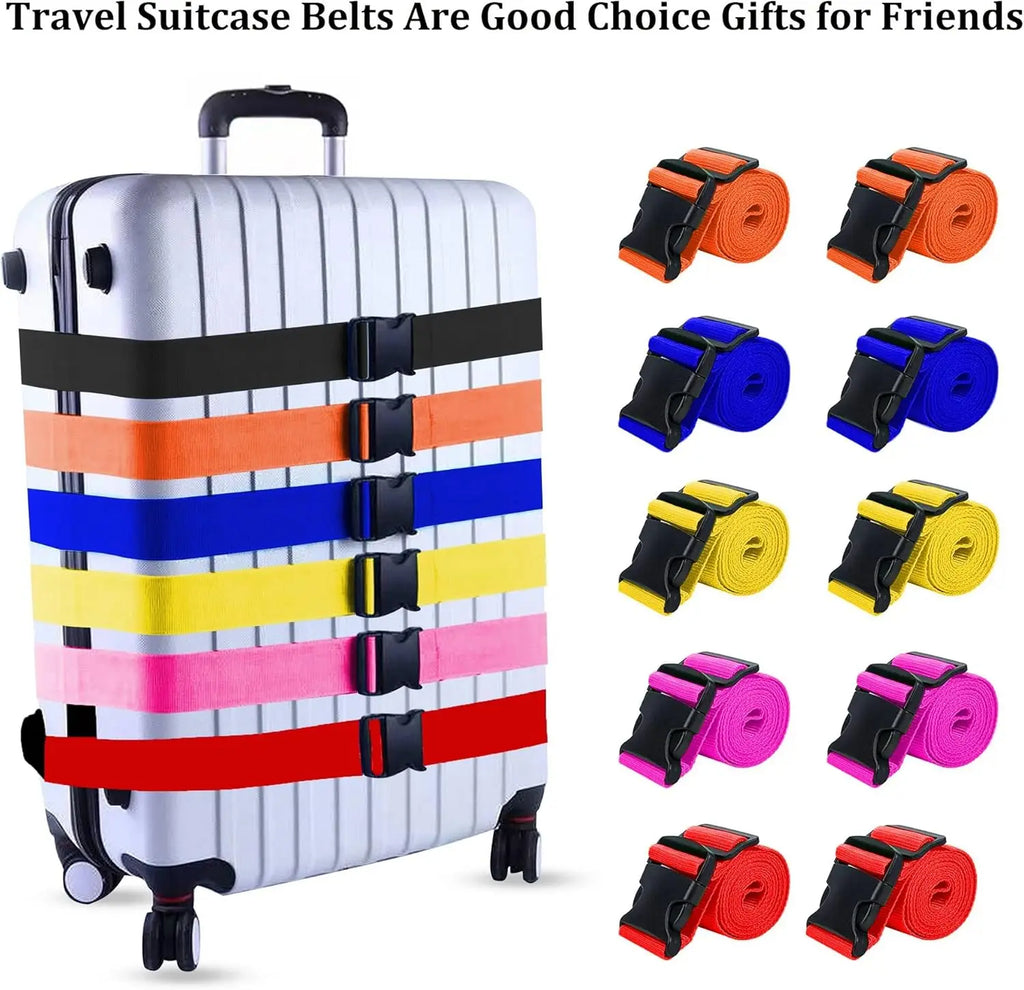 2 Pack Bright Color Adjustable Luggage Straps Suitcase Belts Travel Accessories for Suitcase Bag (120-200CM X 2.5CM)
