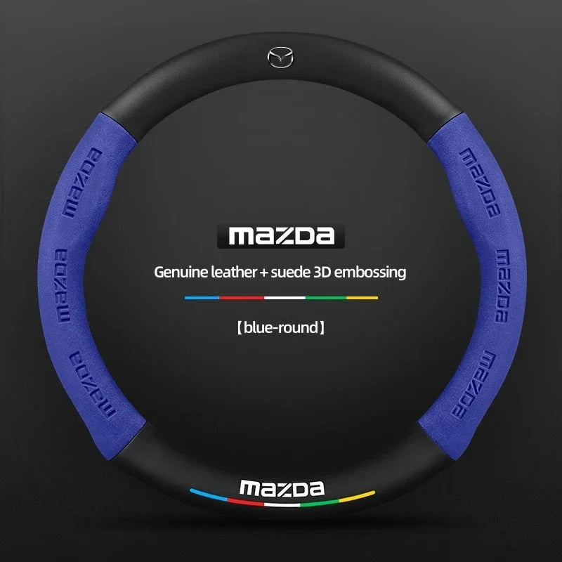 Car Suede Carbon Fiber Leather Steering Wheel Cover For Mazda BT-50 CX-3 CX-4 CX-5 CX-7 CX-9 MX5 Mazda 3 Axela 6 Gh Gj Demio Car