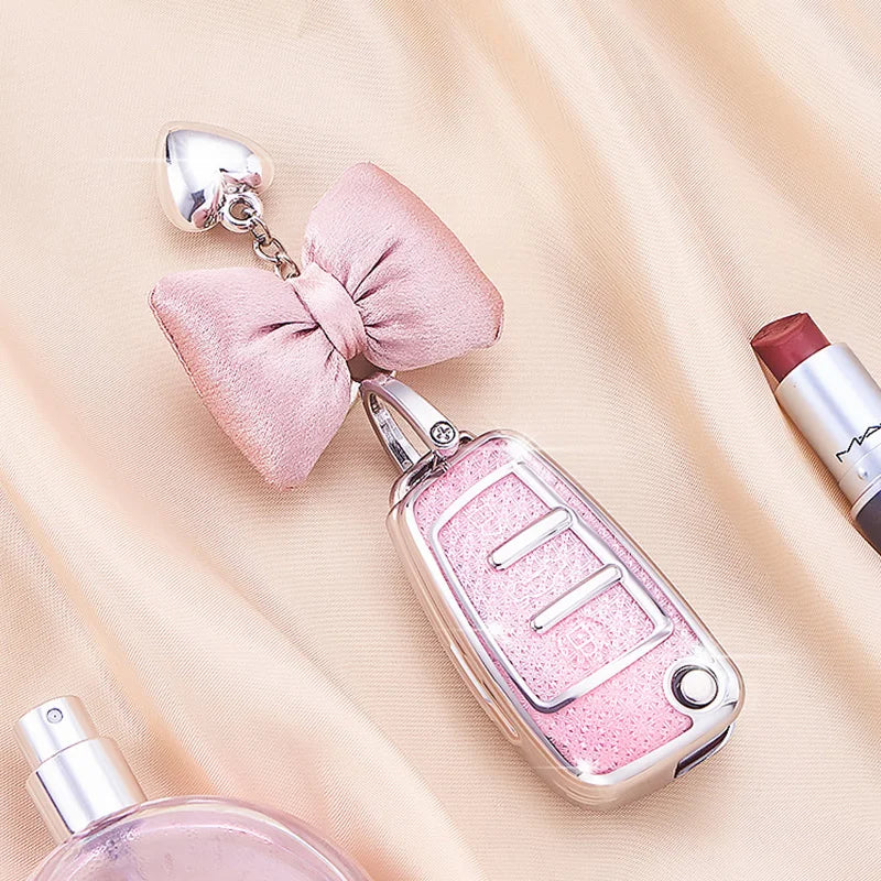 Luxury Diamond Pattern TPU for Audi A1 A3 A4 A5 A6 A7 Q3 Q5 S6 B6 B7 B8 C6 8P 8V 8L TT RS Flip Car Key Case Cover Fob Keychain