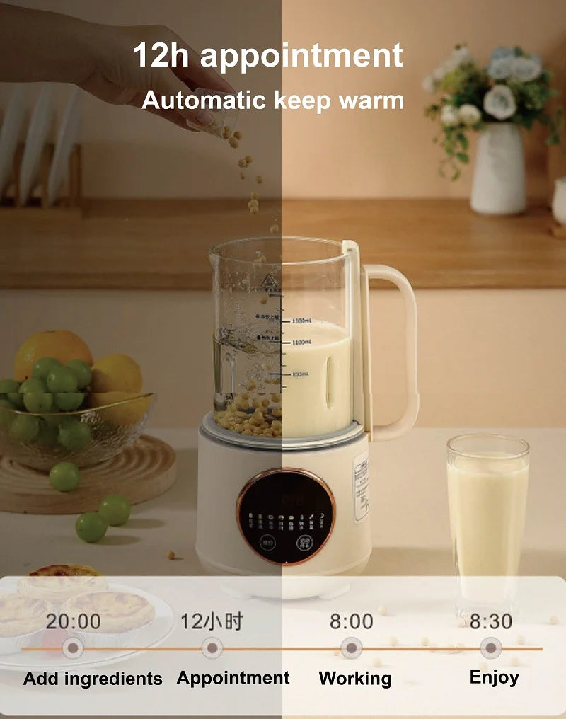 1.5L Soy Milk Machine Multifunctional Wall Breaker Appointment Auto Rice Paste Machine 8-Blade Knife Blender Home Electric Juice