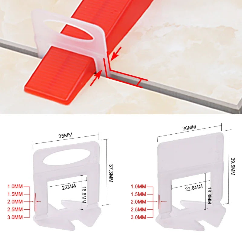 100pcs Ceramic Tile Leveling System Clips 1/1.5/2/2.5/3mm Wall Floor Tile Spacer Wedge, Tiling Levler Construction Tool Piler