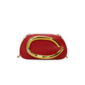 Women PU Leather Metal Handle Handbag & Removable Strap Crossbody Shoulder Bag Hand-held Shoulder Clutch Bag for Evening Dinner