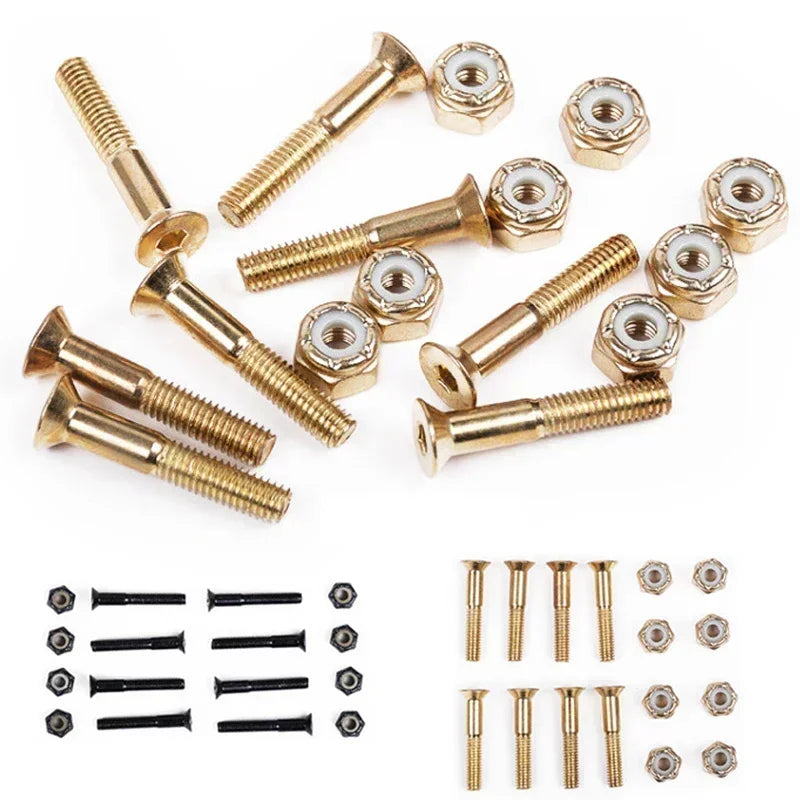 16Pcs Screws Bolts+Nuts 25/28/30mm Accessories Carbon Steel Long Board M5 Nuts Replacement Skateboard Tool