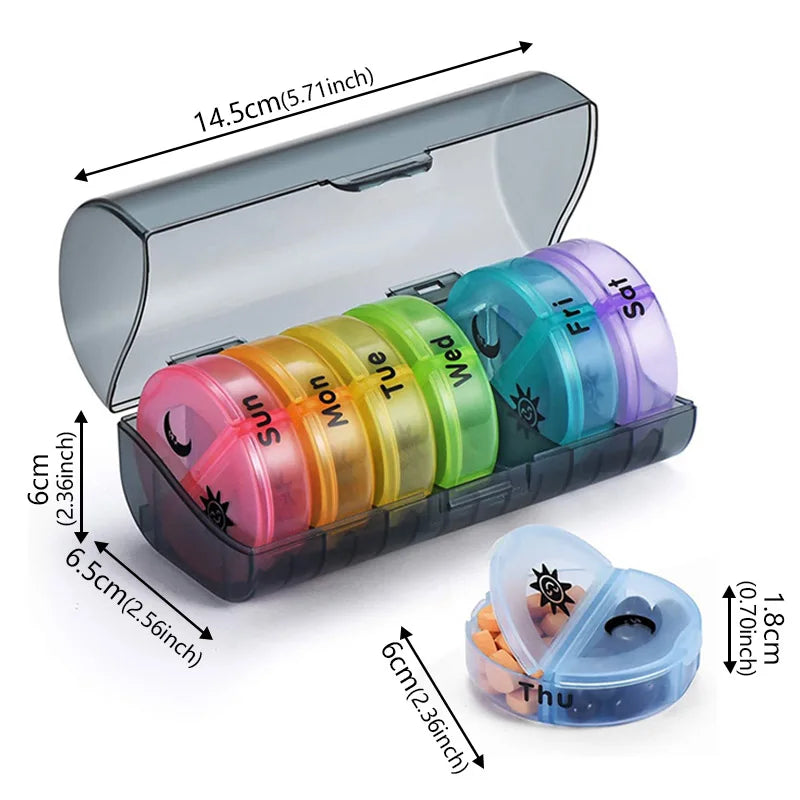 Portable Vitamin Pill Box Case Tablet for 7 Days 2 Times 14 Grids Travel Container Pill Case Tablet Portable Dispenser Organizer